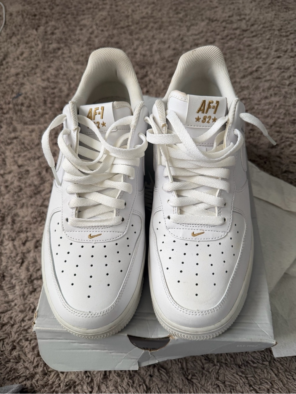 Nike AF-1 '82 Men's White Sneakers with Gold Accents